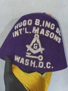 Chapeau Fez Blanc Pur 100% Laine Broderie Main et Strass Usage Quotidien Décontracté Extérieur Nouvelle Qualité Premium Faible MOQ - Product Image 3