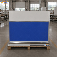 Comptoir de service aéroportuaire de luxe, terminal, bureau de réception d'aéroport, comptoir de check-in aéroportuaire personnalisé en surface solide Krion blanc et bleu
