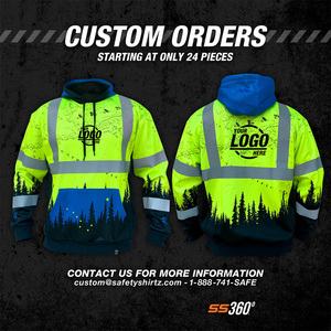 Beau pull réfléchissant de sécurité de qualité supérieure Hi Vis Cool Streetwear Hoodie avec réflecteur pour hommes - Product Image 6