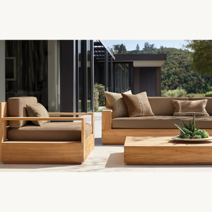 Mesa de madera de teca ecológica en oferta, con estilo moderno y forma rectangular, adecuada para uso en exteriores. - Product Image 4