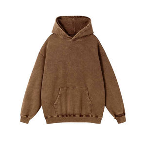 Streetwear Vêtements courts Lavage à l'acide lourd Fabricants Argent Personnalisé Boxy Pull à capuche pour homme - Product Image 2