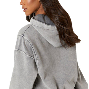 Sudadera con capucha de lavado ácido para mujer de Material polar de alta calidad profesional mejor diseño transpirable mangas completas sudaderas con capucha lavadas con ácido para mujer - Product Image 5