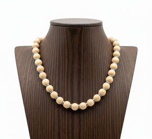 Collier pour femme en perles de bois naturelles parfumées de 18 pouces, noué à la main, bijoux géométriques en perles, plaqué or 24 carats, cadeau pour - Product Image 1