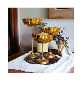 Urli เหล็กทุบกลมพร้อมใบไม้สำหรับตกแต่งบ้านโต๊ะสำหรับงานปาร์ตี้ - Product Image 1