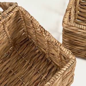 High End Quality Water Hyacinth Home <b>Basket</b> Handcrafted Water Hyacinth Trunks Include Lid and <b>Handles</b> - Product Image 4