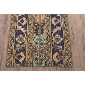 Alfombra de 1.7x3.3 pies, Alfombra Turca Vintage, Alfombra con Borde Azul - Product Image 2