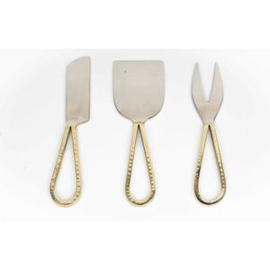 Grossiste indien robuste servant de salade Design de luxe Bel ensemble de fromage rond 3 pièces plaqué or pour la cuisine à domicile - Product Image 3