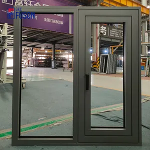 Fuson Customized Size Modern Aluminum Casement Windows With Security Mesh