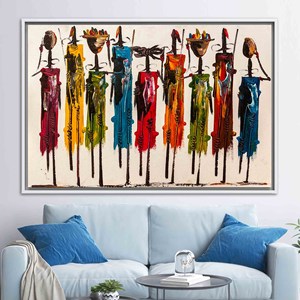 Impression d'art mural Masai élégante, œuvre d'art ethnique abstraite sur toile, design africain vibrant, 1P : encadré blanc - Product Image 1