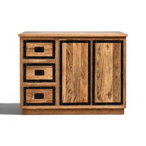 Nexa Solid Mango Wood Kitchen Unit | Antique Kitchen Storage Workstation <b>Cabinet</b> | Custom Color Eco-Friendly Water Resistant - Product Image 2