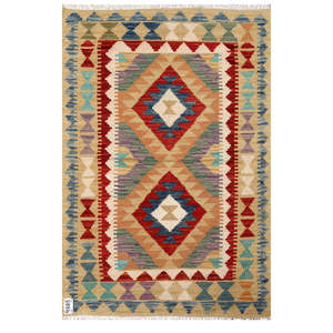 Alfombra Kilim de Maimana, Afganistán, 127 x 84 cm, Producto para Colgar en la Pared - Product Image 1