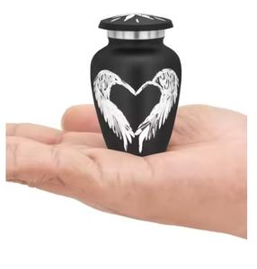 Urnas de bebé para cenizas, pequeñas urnas de diseño de recuerdo de metal con acabado de textura de mármol - Product Image 6