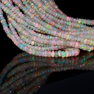100% Natural Ethiopian Fire Opal Faceted Rondelle <b>Bead</b> Flashy Loose <b>Crystal</b> From Ethiopia - Product Image 4