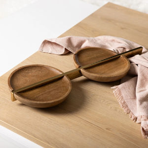 Bol à noix en bois conçu sur mesure avec poignée en métal fait à la main, ustensile de cuisine poli pour servir des fruits secs, plateaux décoratifs - Product Image 1