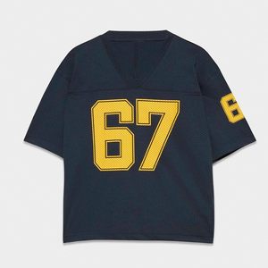 Best Selling Women V-Neck Oversized Football Jersey Breathable <b>Printed</b> Jersey Fashion Oversized Jersey Comfortable and Stylish - Product Image 1