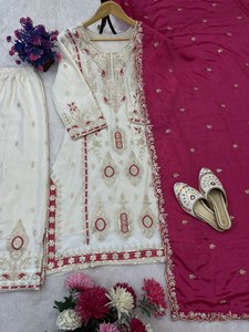 Traje Blanco Elegante de Alta Calidad para Mujer con Dupatta para Uso Diario, Oficina, Salidas Casuales y Ocasiones Festivas - Product Image 2