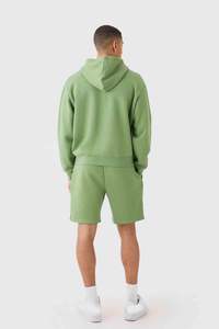 Conjunto de Sudadera con Capucha y Pantalones Cortos Extra Grandes de Alta Calidad OEM, Estilo Urbano, Felpa Francesa Transpirable, 2 Piezas, Chándal con Logotipo Personalizado para Hombre - Product Image 3