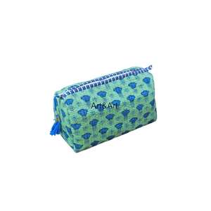 Ensemble de pochettes en coton indien fait à la main Étui à cosmétiques polyvalent pour le travail et les voyages Plusieurs compartiments et résistance à l'eau - Product Image 4