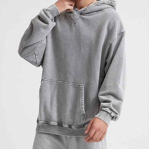 Sweat-shirt à capuche délavé à l'acide, coupe ample, molleton, logo personnalisé, respirant, doux, chaud, vintage, lavé, tendance, streetwear - Product Image 3