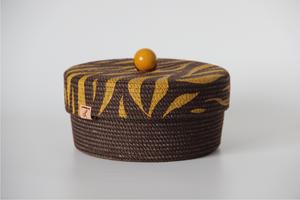 New Rounded Woven Cotton Rope <b>Basket</b> Brown & Yellow Color Designing Toys & Keys Collection Storage <b>Basket</b> <b>With</b> <b>Lid</b> - Product Image 2