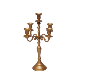 เชิงเทียนอลูมิเนียมชุบทองแท่งสูง5แขนพร้อมเทียนห้าอันเชิงเทียนดีไซน์เรียบง่าย - Product Image 5