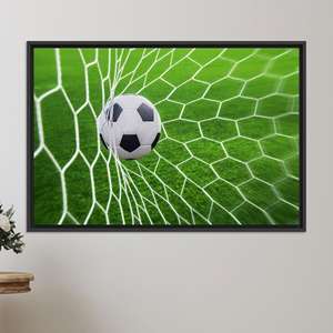 Printed Football Canvas Art: Boy's Room Decor, Unique Valentine's Gift,BLACK <b>FRAMED</b> CANVAS - Product Image 1