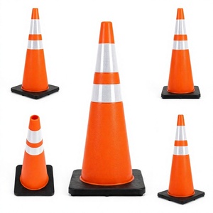 Cône de signalisation routière en PVC de 700 mm avec bande réfléchissante, robuste, pour la sécurité routière des parkings, vente en gros - Product Image 3