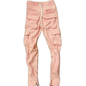 Pantalones cálidos mullidos con cintura gruesa para correr de entrenamiento de gimnasio de bolsillo Cargo personalizados de alta calidad para hombre OEM - Product Image 1