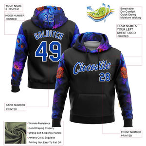 Top qualité adulte hommes sweats à capuche couleur noire Sublimation manches pull respirant chaud hiver sweats à capuche pour hommes - Product Image 3