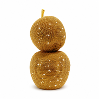 Dot Bead Gouden Dubbele Appels Hars Beeldje Luxe Tafelblad Mantel Kerst Winter Vakantie Nieuwjaar Home Decor Ornament