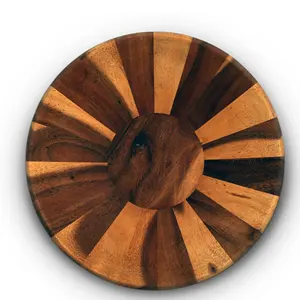 Tazón de madera a rayas hecho a mano, plato de servir de madera segmentada, decoración de cocina decorativa, vajilla artesanal para un estilo moderno - Product Image 4