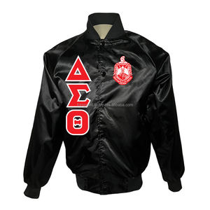 High Quality Women's Baseball <b>Jacket</b> Customized Delta Polyester Satin Embroidered Varsity <b>Jacket</b> in Greek HBCU Style - Product Image 6