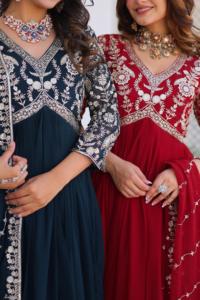 2024 verano cuello en V mujer Bandhej Fox Georgette vestido lavable hasta el suelo Casual trabajo Festival desgaste sólido puro Bandhej largo - Product Image 2