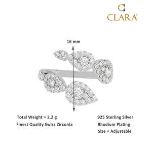 NOVAMART Fine 925 Sterling <b>Silver</b> Trendy Eternity Fashion <b>Ring</b> with for Zirconia Bling Plant Design Pave Setting & <b>Adjustable</b> Ba - Product Image 5
