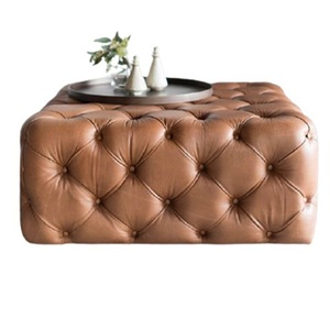 modern luxury pure leather ottoman pouf sitting for decoration