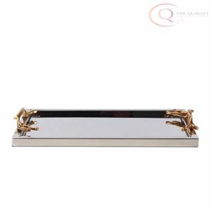 Elegante Bandeja Decorativa de Acero Inoxidable para el Ramadán con Asa para Uso en Mesa |   Añade un Aspecto Sofisticado a la Sala de Estar, Comedor y Eventos - Product Image 4