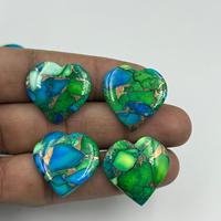 Pierre précieuse naturelle en turquoise jaune paon de haute qualité, en forme de cœur, pour la création de bijoux DIY