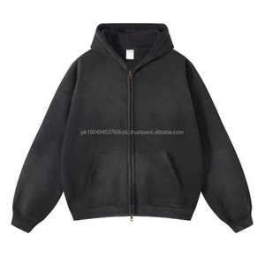 เสื้อฮู้ดสวมหัวแบบสลิมฟิตสำหรับผู้ชายเสื้อผ้าแนวสตรีทออกแบบได้ตามต้องการดีไซน์ผ้าขนแกะ400กรัมแบบมีซิป - Product Image 4