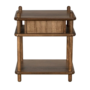 Modern Solid Wood <b>Bedside</b> Table with Drawer and Open <b>Shelf</b> Minimalist Wooden Nightstand for Bedroom Hotel Apartment - Product Image 4