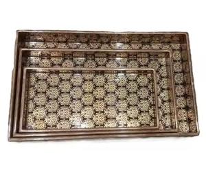 Juego de bandejas apilables de madera impresa de alta calidad, ecológicas, hechas a mano y duraderas para decoración del hogar, desayuno y bodas - Product Image 4