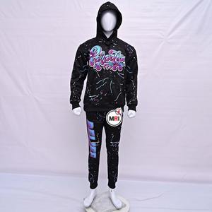 Sudadera con capucha y pantalones de chándal de gran tamaño personalizados para hombre, chándal pesado de algodón 100% para hombre - Product Image 1