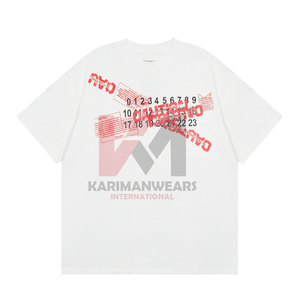 Hommes coupe ample chiffres imprimé T-Shirts 100% coton décontracté à manches courtes hauts hommes respirant été Streetwear graphique t-shirt à la mode - Product Image 1