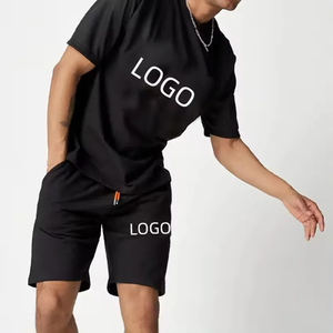 Verano nueva moda 100% algodón Casual Fitness Wear conjunto de pantalones cortos para Hombre Camisetas y pantalones cortos de alta calidad conjunto de hombres personalizados - Product Image 3