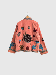 Veste en velours fleuri brodée à manches longues, taille plus, col mandarin, vêtements d'automne pour femmes - Product Image 2