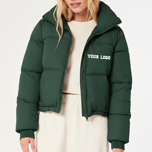 Chaqueta Acolchada Corta Personalizada Más Vendida, Cuello Alto, Color Sólido, Cierre de Cremallera, Chaqueta Ligera de Moda - Product Image 4