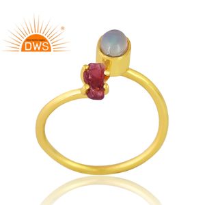Diseño de tendencia Plata esterlina 18K Chapado en oro Ópalo etíope natural rubí y anillo de espinela Diseño personalizado Fabricante de joyas - Product Image 1