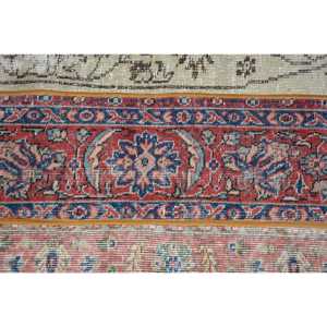 2x3,1 ft Turkish Vintage <b>Wool</b> Rug <b>Red</b> Blue Floral Patchwork Design Eco Friendly Latex Backing - Product Image 5
