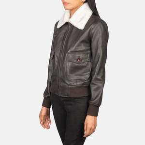 เสื้อแจ็คเก็ตบอมเบอร์กันลมหนังสีน้ำตาล Stella G-1 - Product Image 2