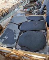 Dalles de pavage en basalte noir indien DECOR STONES, durables, finition surface polie, 30 mm d'épaisseur, garantie 5 ans, traditionnelles