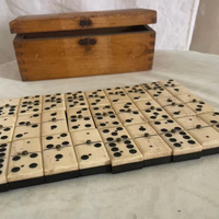 Coffret de dominos en os poli et ébène, style animalier antique, écologique, forme rectangulaire, décoration de vacances, cadeau artisanal